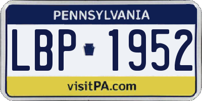 PA license plate LBP1952