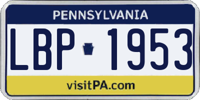 PA license plate LBP1953