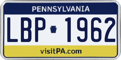 PA license plate LBP1962
