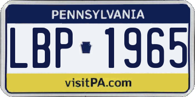 PA license plate LBP1965