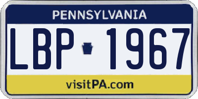 PA license plate LBP1967