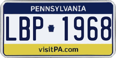 PA license plate LBP1968