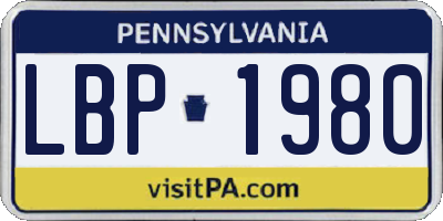 PA license plate LBP1980