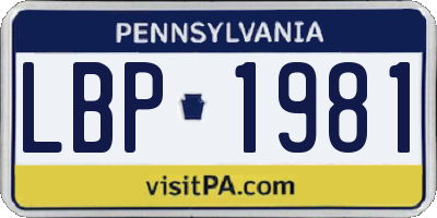 PA license plate LBP1981
