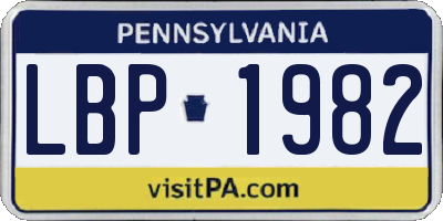 PA license plate LBP1982