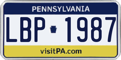 PA license plate LBP1987
