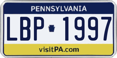 PA license plate LBP1997