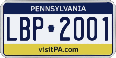 PA license plate LBP2001