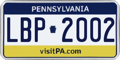 PA license plate LBP2002