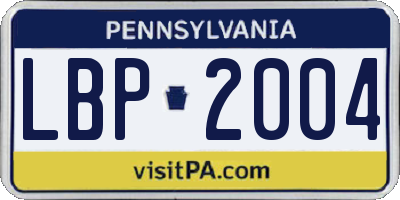 PA license plate LBP2004