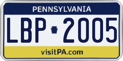 PA license plate LBP2005