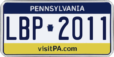 PA license plate LBP2011
