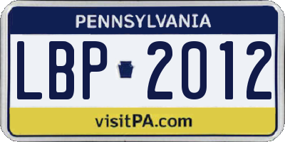 PA license plate LBP2012