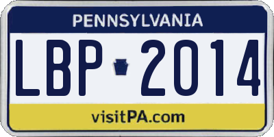 PA license plate LBP2014