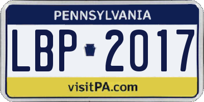 PA license plate LBP2017