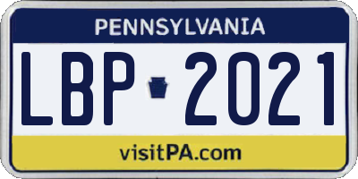PA license plate LBP2021