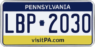 PA license plate LBP2030