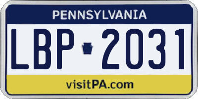 PA license plate LBP2031