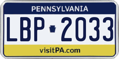 PA license plate LBP2033
