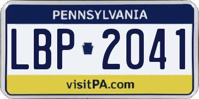 PA license plate LBP2041