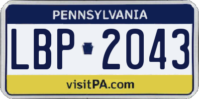 PA license plate LBP2043