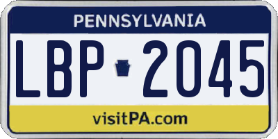 PA license plate LBP2045