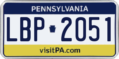 PA license plate LBP2051