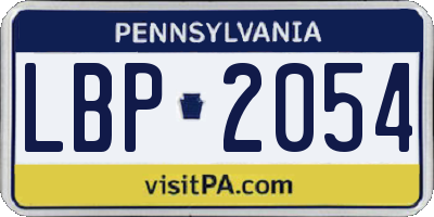 PA license plate LBP2054