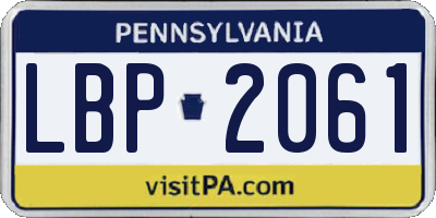 PA license plate LBP2061