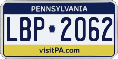 PA license plate LBP2062