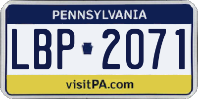 PA license plate LBP2071
