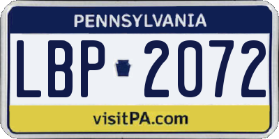 PA license plate LBP2072