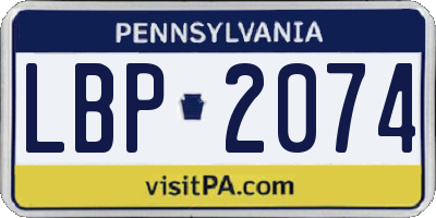 PA license plate LBP2074