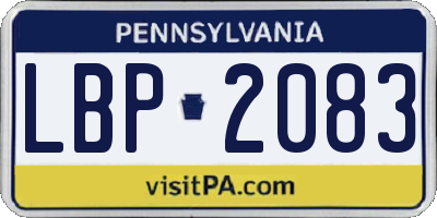 PA license plate LBP2083