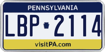 PA license plate LBP2114
