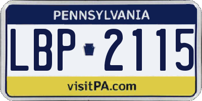 PA license plate LBP2115