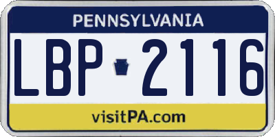 PA license plate LBP2116