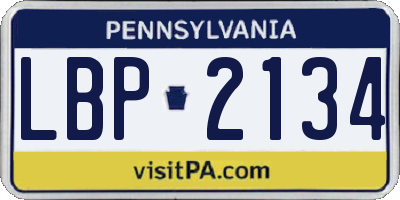 PA license plate LBP2134