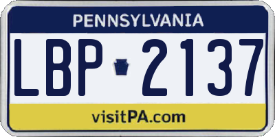 PA license plate LBP2137
