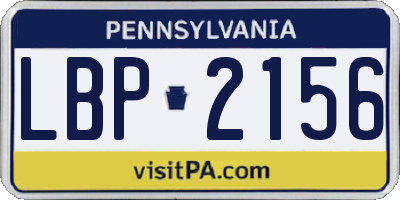 PA license plate LBP2156