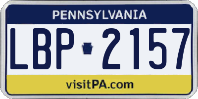 PA license plate LBP2157