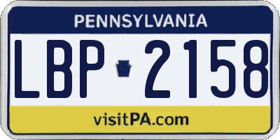 PA license plate LBP2158