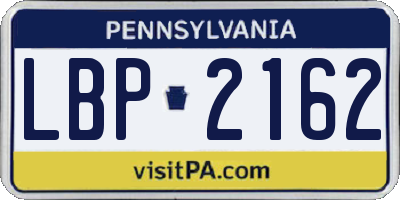 PA license plate LBP2162
