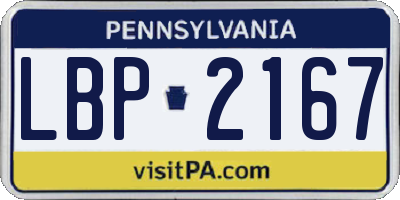 PA license plate LBP2167