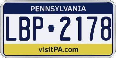 PA license plate LBP2178