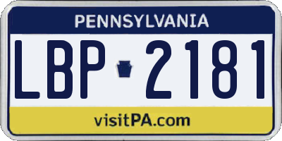 PA license plate LBP2181