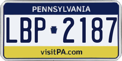 PA license plate LBP2187