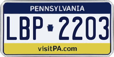 PA license plate LBP2203