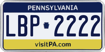 PA license plate LBP2222