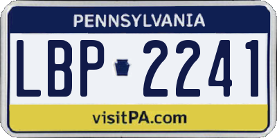 PA license plate LBP2241
